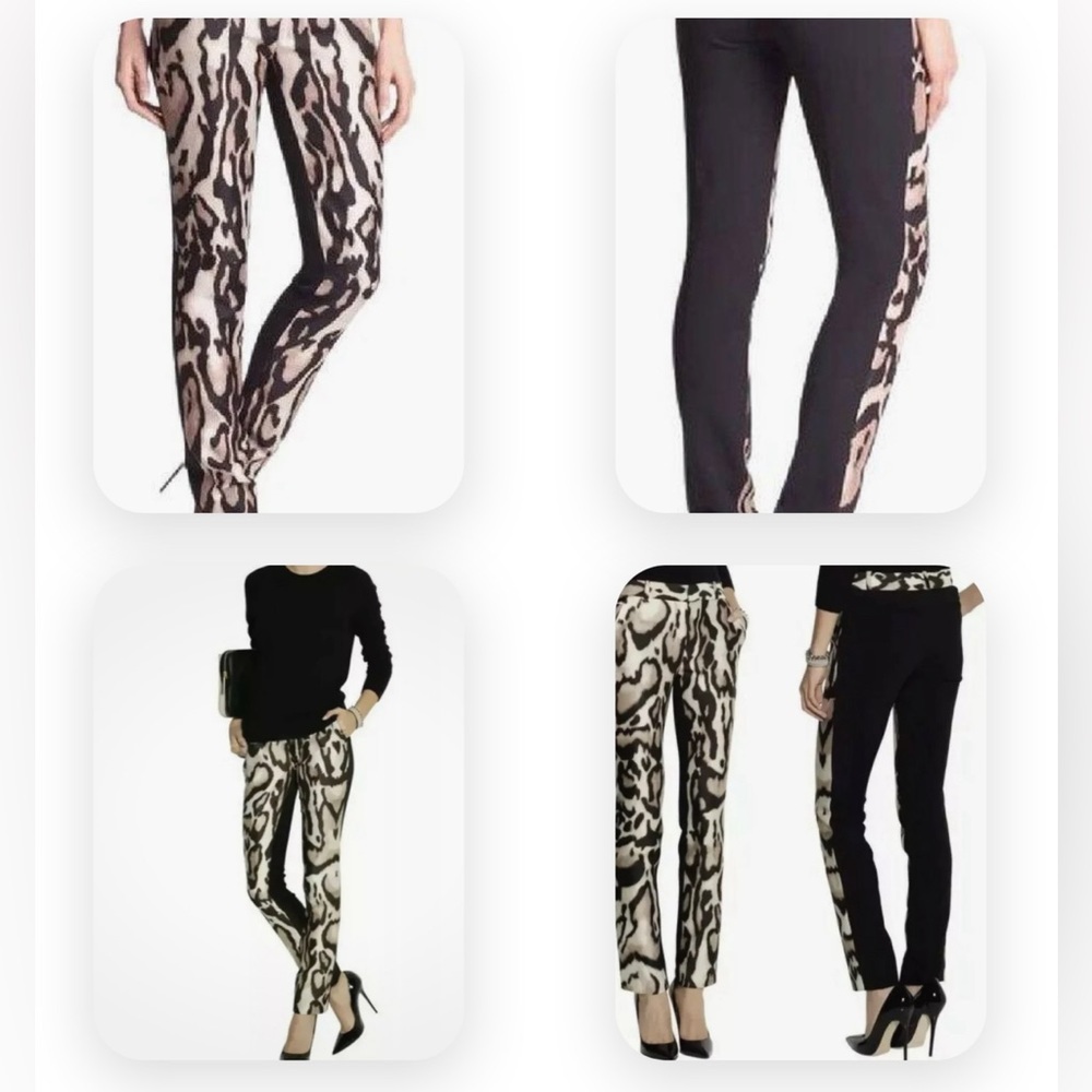 Diane Von Furstenberg Black and Cream Printed Pants Collection